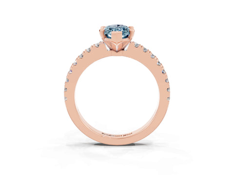 Rose gold Marquise Cut Solitaire Diamond with Pavé Band and Four-Prong Setting_3