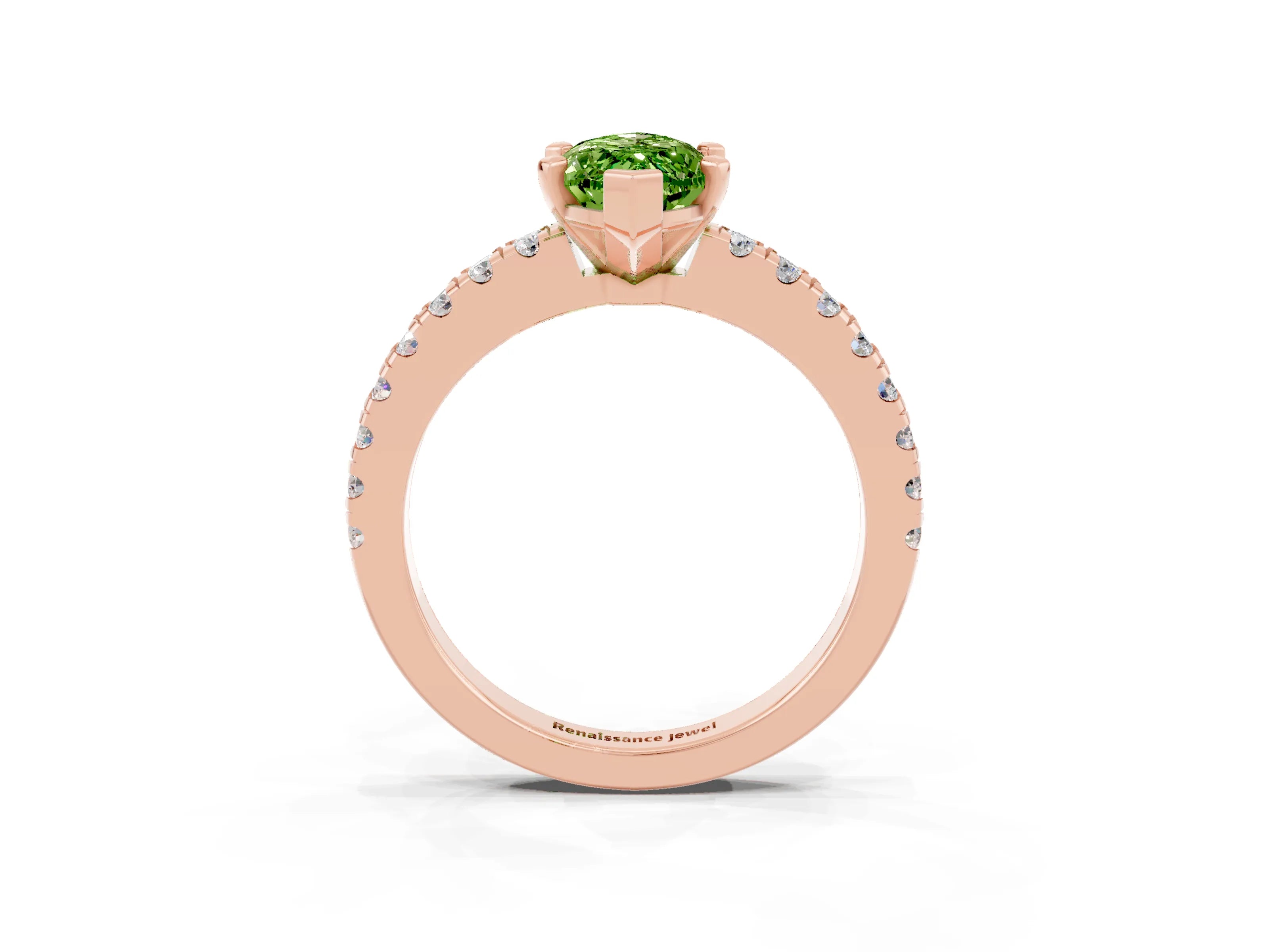 Rose gold Marquise Cut Solitaire Diamond with Pavé Band and Four-Prong Setting_3