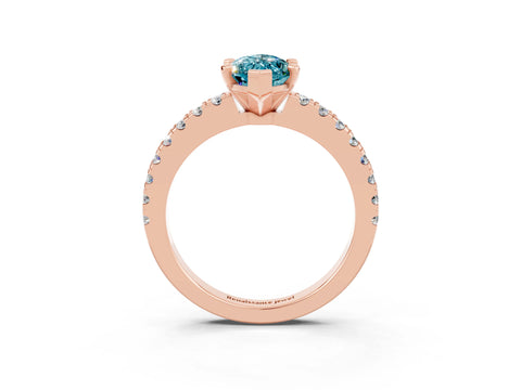 Rose gold Marquise Cut Solitaire Diamond with Pavé Band and Four-Prong Setting_3