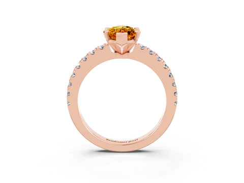 Rose gold Marquise Cut Solitaire Diamond with Pavé Band and Four-Prong Setting_3