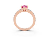 Rose gold Marquise Cut Solitaire Diamond with Pavé Band and Four-Prong Setting_3