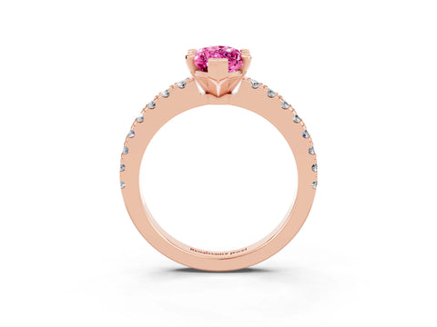 Rose gold Marquise Cut Solitaire Diamond with Pavé Band and Four-Prong Setting_3