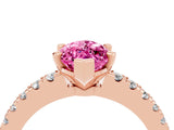 Rose gold Marquise Cut Solitaire Diamond with Pavé Band and Four-Prong Setting_4