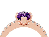 Rose gold Marquise Cut Solitaire Diamond with Pavé Band and Four-Prong Setting_4