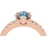 Rose gold Marquise Cut Solitaire Diamond with Pavé Band and Four-Prong Setting_4