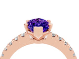 Rose gold Marquise Cut Solitaire Diamond with Pavé Band and Four-Prong Setting_4