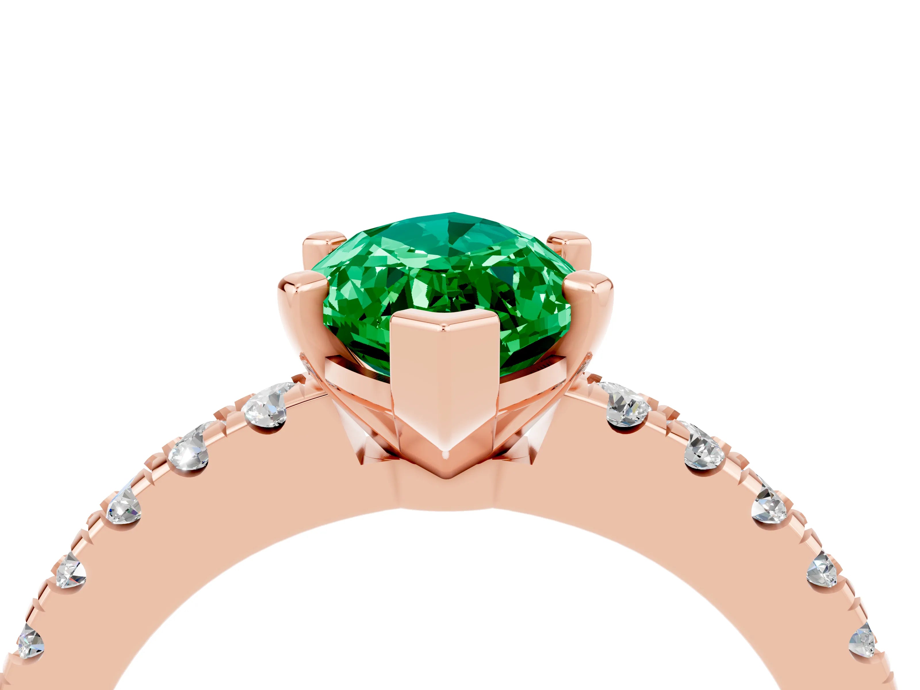 Rose gold Marquise Cut Solitaire Diamond with Pavé Band and Four-Prong Setting_4