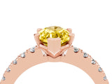 Rose gold Marquise Cut Solitaire Diamond with Pavé Band and Four-Prong Setting_4