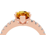 Rose gold Marquise Cut Solitaire Diamond with Pavé Band and Four-Prong Setting_4