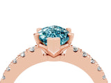 Rose gold Marquise Cut Solitaire Diamond with Pavé Band and Four-Prong Setting_4