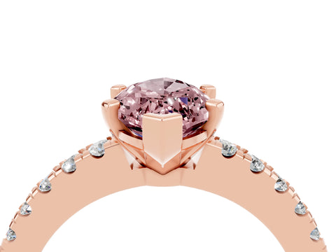 Rose gold Marquise Cut Solitaire Diamond with Pavé Band and Four-Prong Setting_4