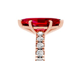 Rose gold Marquise Cut Solitaire Diamond with Pavé Band and Four-Prong Setting_5