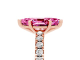 Rose gold Marquise Cut Solitaire Diamond with Pavé Band and Four-Prong Setting_5