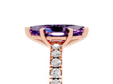 Rose gold Marquise Cut Solitaire Diamond with Pavé Band and Four-Prong Setting_5