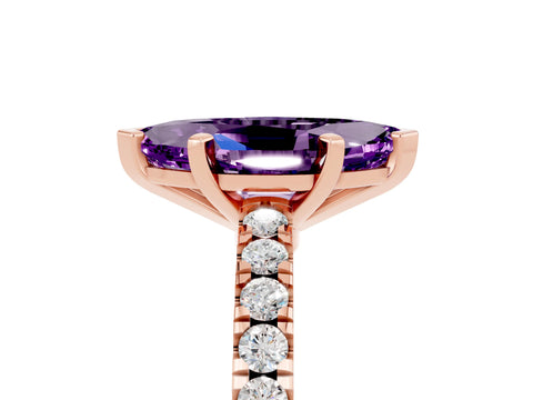Rose gold Marquise Cut Solitaire Diamond with Pavé Band and Four-Prong Setting_5