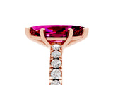 Rose gold Marquise Cut Solitaire Diamond with Pavé Band and Four-Prong Setting_5