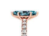 Rose gold Marquise Cut Solitaire Diamond with Pavé Band and Four-Prong Setting_5