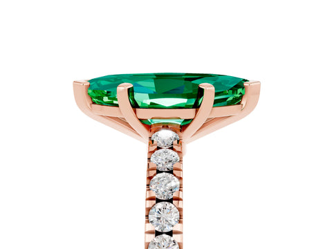 Rose gold Marquise Cut Solitaire Diamond with Pavé Band and Four-Prong Setting_5