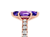 Rose gold Marquise Cut Solitaire Diamond with Pavé Band and Four-Prong Setting_5