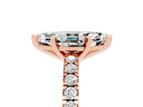 Rose gold Marquise Cut Solitaire Diamond with Pavé Band and Four-Prong Setting_5