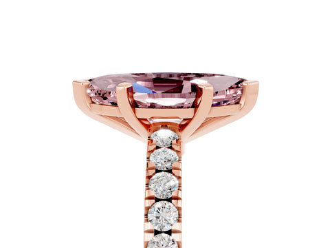 Rose gold Marquise Cut Solitaire Diamond with Pavé Band and Four-Prong Setting_5