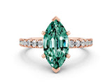 Rose gold Marquise Cut Solitaire Diamond with Pavé Band and Four-Prong Setting