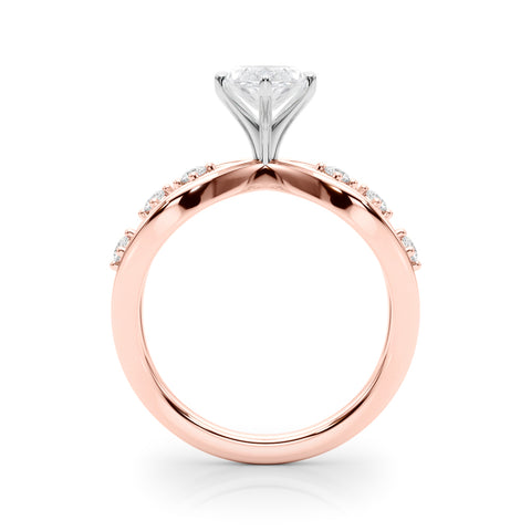 Rose gold Marquise Cut Solitaire Diamond with Side Stones on Criss-Cross Band and Four-Prong Setting 2