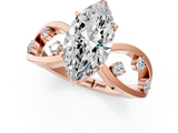 Rose gold Marquise Cut Solitaire Diamond with Side Stones on Criss-Cross Band and Four-Prong Setting_27