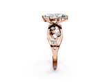 Rose gold Marquise Cut Solitaire Diamond with Side Stones on Criss-Cross Band and Four-Prong Setting_28