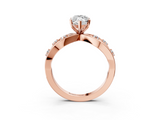 Rose gold Marquise Cut Solitaire Diamond with Side Stones on Criss-Cross Band and Four-Prong Setting_29