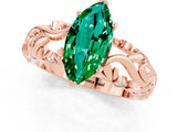 Rose gold Marquise Cut Solitaire Emerald Leaf-Inspired Vine Band Ring with Prong Setting_1