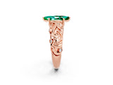 Rose gold Marquise Cut Solitaire Emerald Leaf-Inspired Vine Band Ring with Prong Setting_2