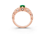 Rose gold Marquise Cut Solitaire Emerald Leaf-Inspired Vine Band Ring with Prong Setting_3