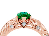 Rose gold Marquise Cut Solitaire Emerald Leaf-Inspired Vine Band Ring with Prong Setting_4