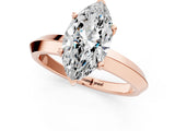 Rose gold Marquise Cut Solitaire Engagement Ring with Flat Band and Four-Prong Setting 1