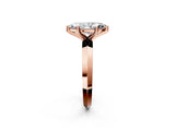 Rose gold Marquise Cut Solitaire Engagement Ring with Flat Band and Four-Prong Setting 2