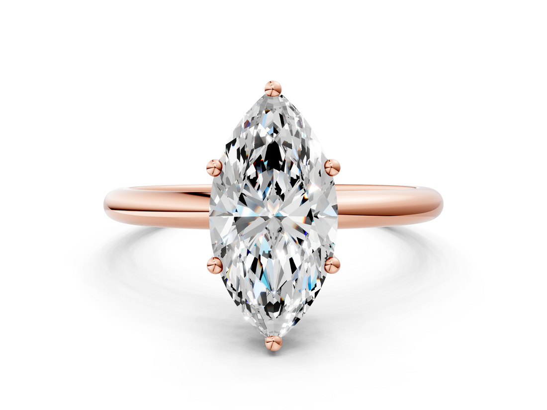 Rose gold Marquise Cut Solitaire Engagement Ring with Four-Prong Setting and Classic Band_40