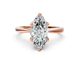 Rose gold Marquise Cut Solitaire Engagement Ring with Six-Prong Setting and Tapered Band_3