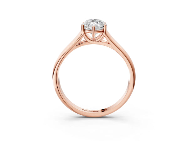 Rose gold Marquise Cut Solitaire Engagement Ring with Tapered Band and Four-Prong Setting
