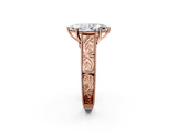 Rose gold Marquise Cut Solitaire Engraved Band with Four-Prong Setting_64