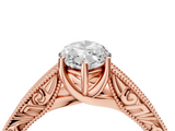 Rose gold Marquise Cut Solitaire Engraved Band with Four-Prong Setting_66