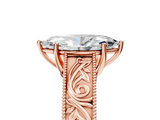 Rose gold Marquise Cut Solitaire Engraved Band with Four-Prong Setting_67