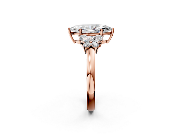 Rose gold Marquise Cut Solitaire Floral Diamond Ring with Four-Prong Setting