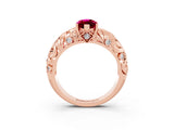 Rose gold Marquise Cut Solitaire Garnet Leaf-Inspired Vine Band Ring with Prong Setting_3