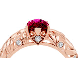 Rose gold Marquise Cut Solitaire Garnet Leaf-Inspired Vine Band Ring with Prong Setting_4