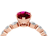 Rose gold Marquise Cut Solitaire Garnet Ring with Pave Band and Four-Prong Setting_4
