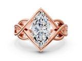 Rose gold Marquise Cut Solitaire Intertwined Band Prong Setting Ring_20