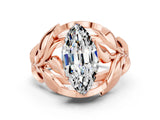 Rose gold Marquise Cut Solitaire Leaf-Inspired Engagement Ring with Prong Setting