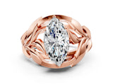 Rose gold Marquise Cut Solitaire Leaf-Inspired Engagement Ring with Prong Setting_19