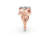 Rose gold Marquise Cut Solitaire Leaf-Inspired Engagement Ring with Prong Setting_2